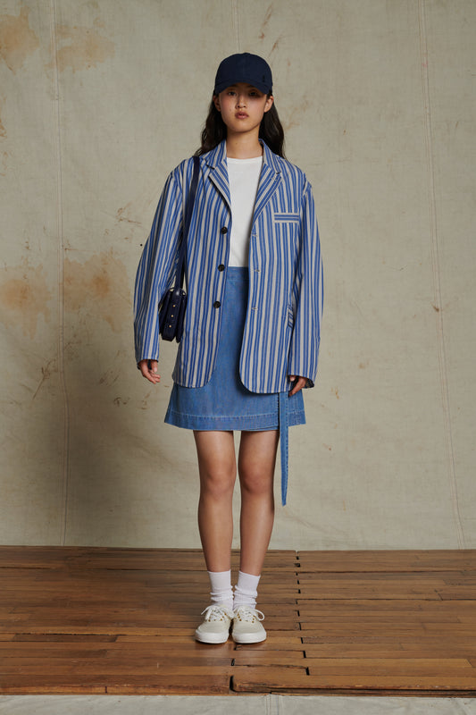 Veste Augustine - Bleu/Blanc - Coton - Femme