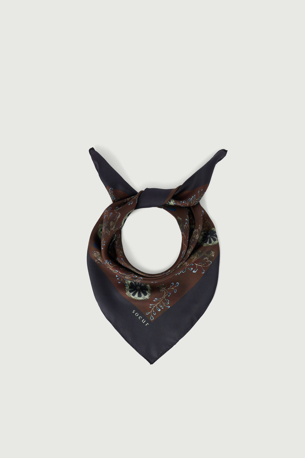 Foulard Capucine - Aubergine/Vert - Soie - Femme vue 2