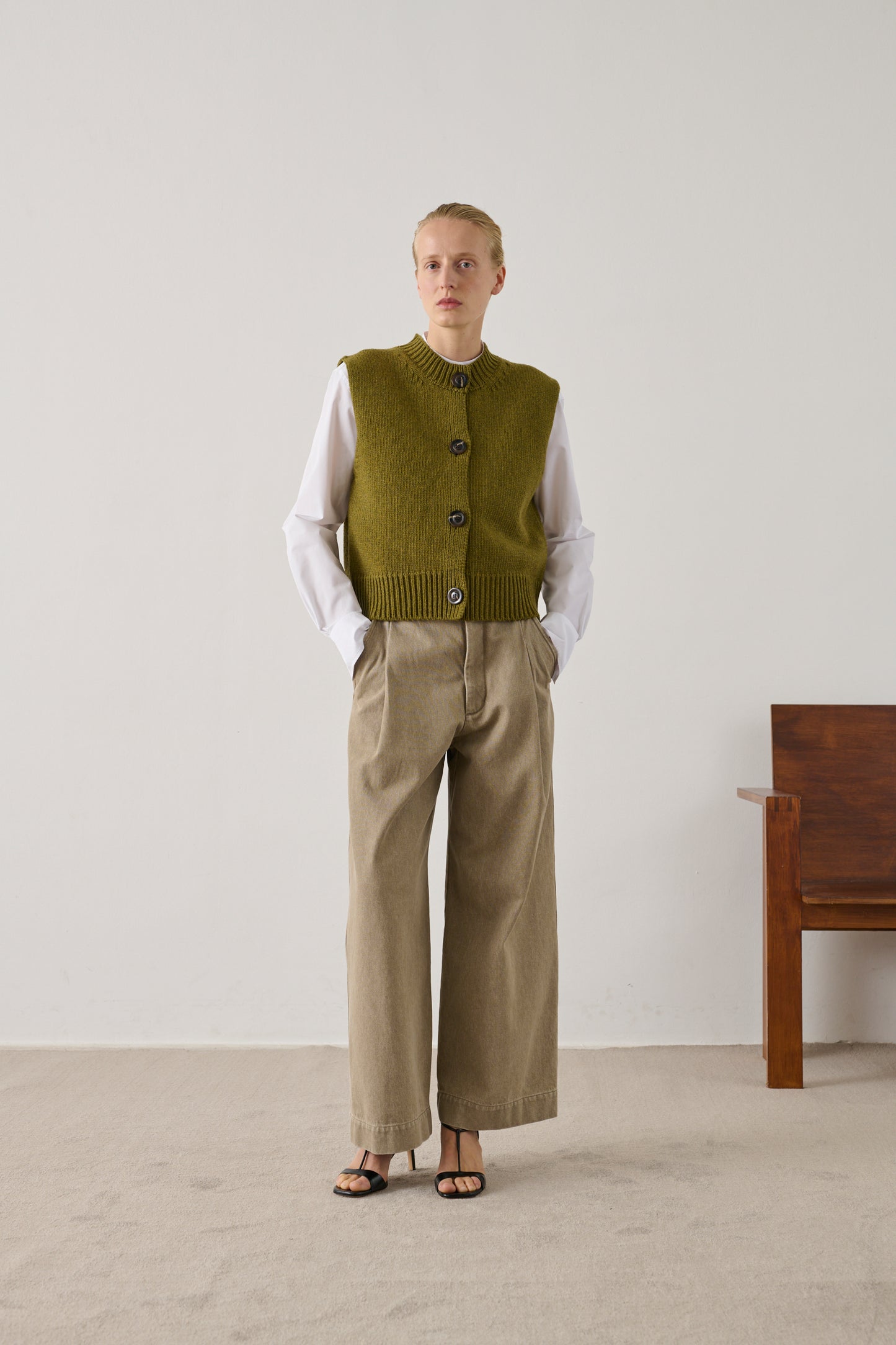 Cardigan Ivana - Vert Olive - Laine - Femme